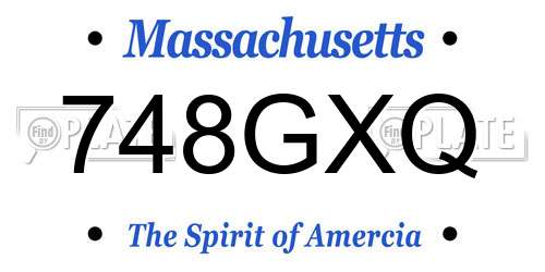 748GXQ Massachusetts License Plate