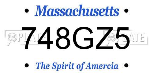 748GZ5 Massachusetts License Plate