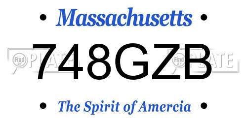 748GZB Massachusetts License Plate