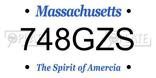 748GZS Massachusetts License Plate
