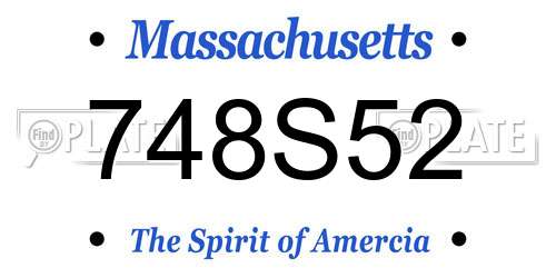748S52 Massachusetts License Plate