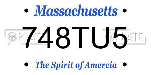 748TU5 Massachusetts License Plate
