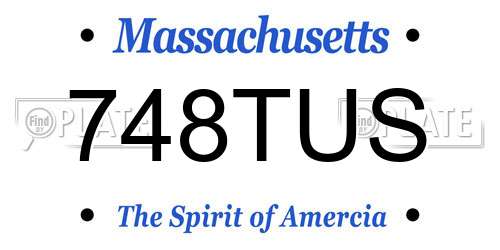 748TUS Massachusetts License Plate