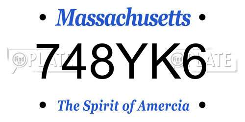 748YK6 Massachusetts License Plate