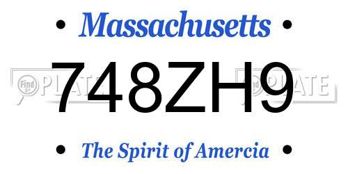 748ZH9 Massachusetts License Plate