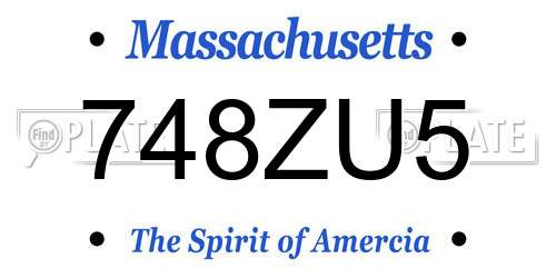 748ZU5 Massachusetts License Plate