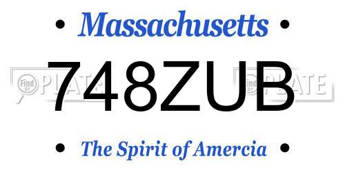 748ZUB Massachusetts License Plate