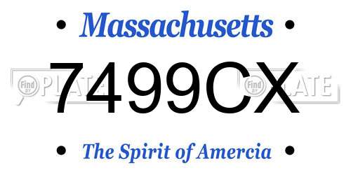 7499CX Massachusetts License Plate