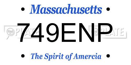 749ENP Massachusetts License Plate