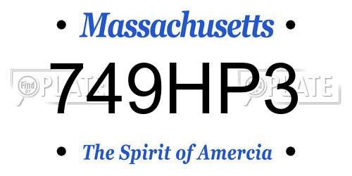 749HP3 Massachusetts License Plate