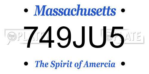 749JU5 Massachusetts License Plate