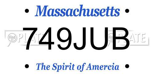 749JUB Massachusetts License Plate