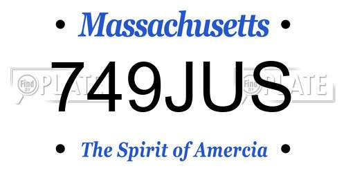 749JUS Massachusetts License Plate