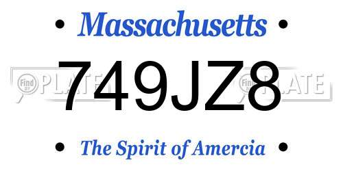 749JZ8 Massachusetts License Plate