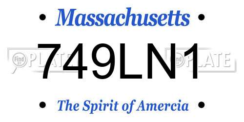 749LN1 Massachusetts License Plate