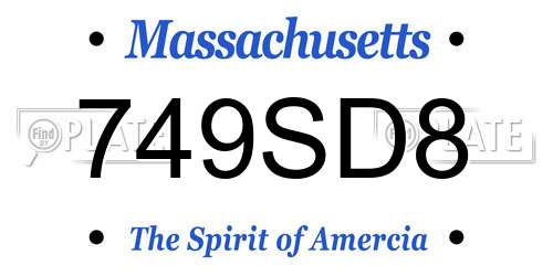 749SD8 Massachusetts License Plate