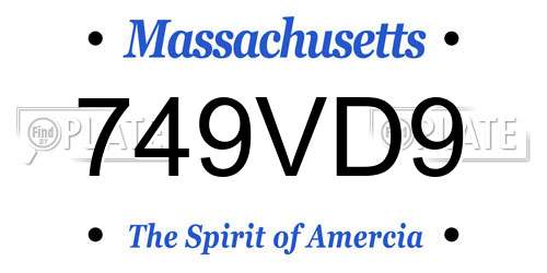 749VD9 Massachusetts License Plate