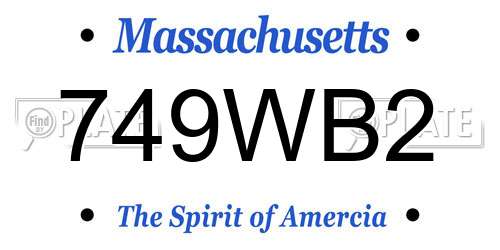 749WB2 Massachusetts License Plate