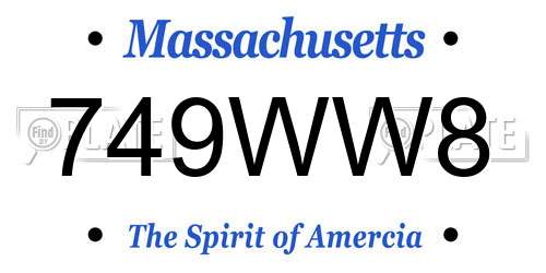 749WW8 Massachusetts License Plate