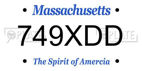 749XDD Massachusetts License Plate