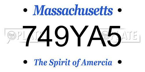 749YA5 Massachusetts License Plate