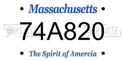 74A820 Massachusetts License Plate