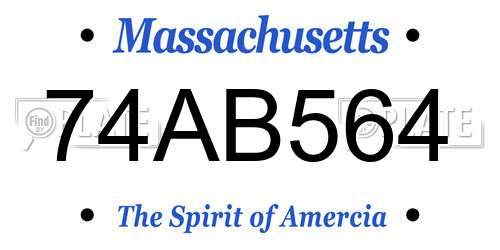 74AB564 Massachusetts License Plate