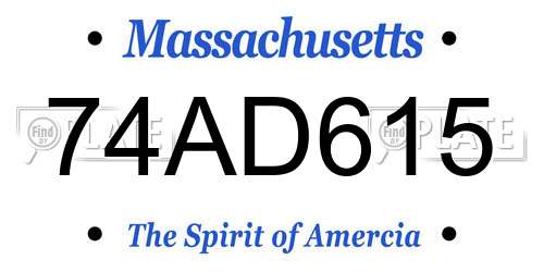 74AD615 Massachusetts License Plate