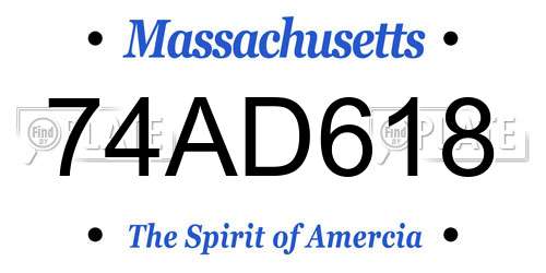 74AD618 Massachusetts License Plate