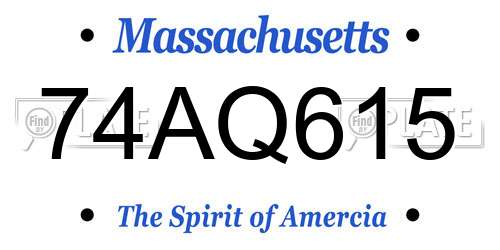 74AQ615 Massachusetts License Plate