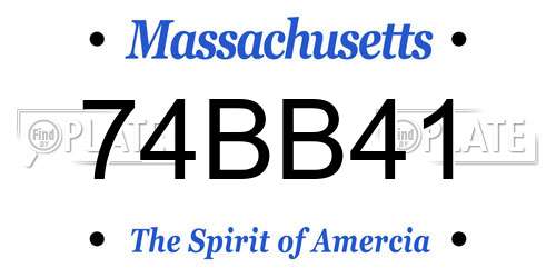 74BB41 Massachusetts License Plate