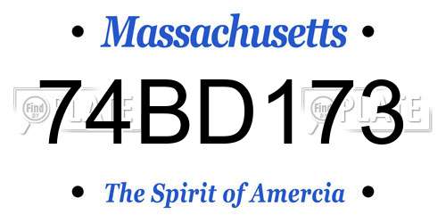 74BD173 Massachusetts License Plate