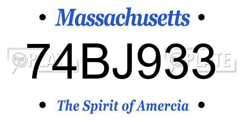 74BJ933 Massachusetts License Plate