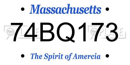 74BQ173 Massachusetts License Plate