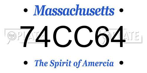 74CC64 Massachusetts License Plate