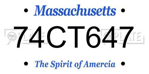 74CT647 Massachusetts License Plate