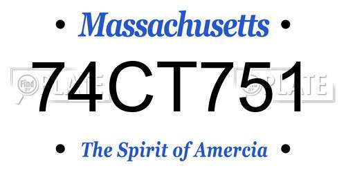 74CT751 Massachusetts License Plate