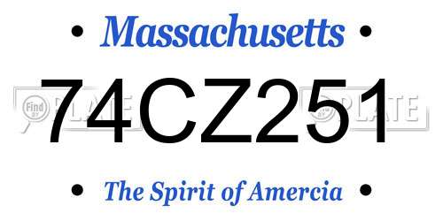 74CZ251 Massachusetts License Plate