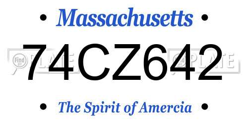 74CZ642 Massachusetts License Plate