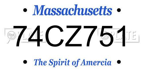 74CZ751 Massachusetts License Plate