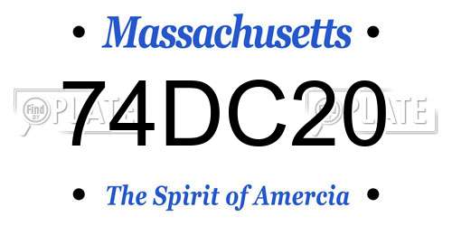 74DC20 Massachusetts License Plate