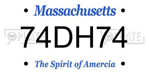 74DH74 Massachusetts License Plate