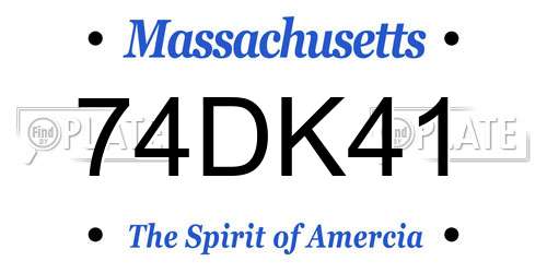 74DK41 Massachusetts License Plate