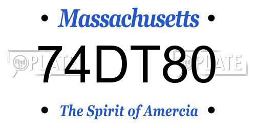 74DT80 Massachusetts License Plate