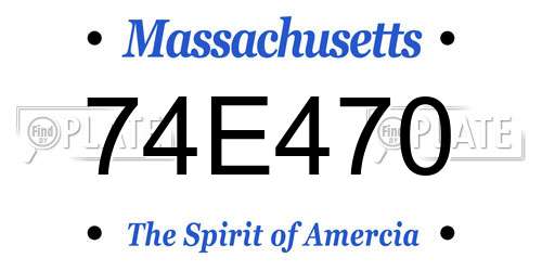 74E470 Massachusetts License Plate
