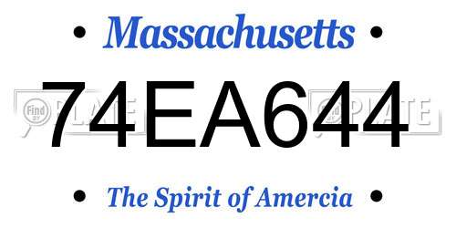 74EA644 Massachusetts License Plate