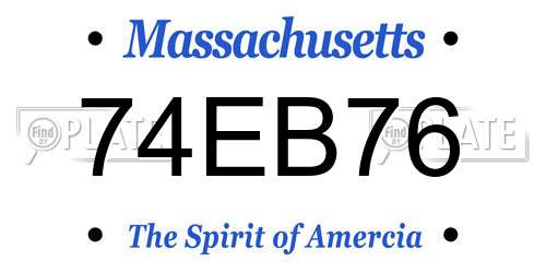 74EB76 Massachusetts License Plate