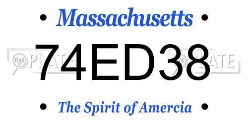 74ED38 Massachusetts License Plate