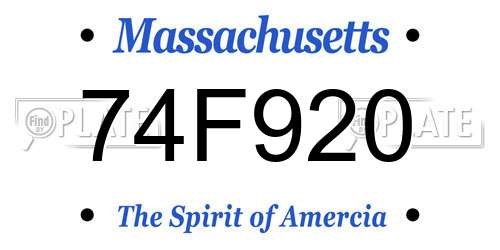 74F920 Massachusetts License Plate