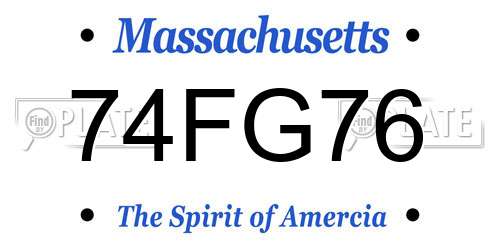 74FG76 Massachusetts License Plate